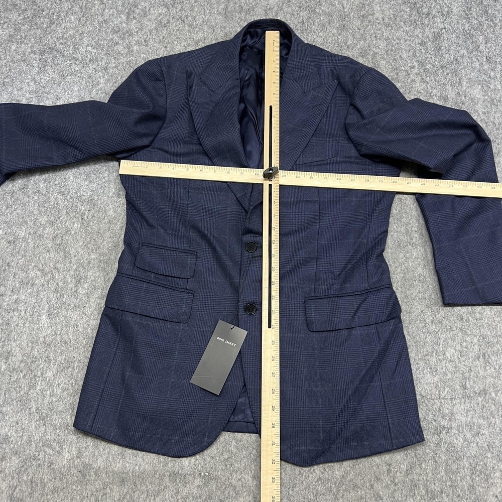 Ring Jacket Blazer Mens J50 US40 Blue Check 100% Wool Suit Jacket Made Japan NEW - Picture 8 of 14